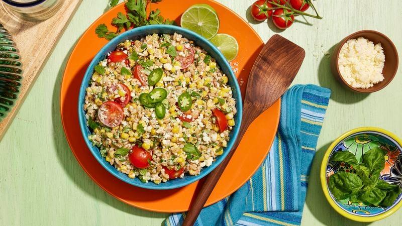 Easy Vegetarian Mexican Street Corn & Farro Salad