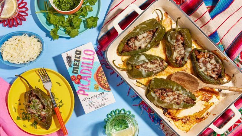 Mexican Style Picadillo Ground Beef Stuffed Peppers