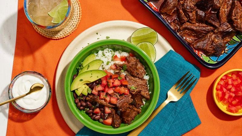 Easy Mexican-Inspired Slow-Cooker Beef Barbacoa Bowls