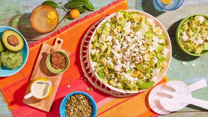 Easy Savory Lunch Salad with Mexican Tomatillo Dressing