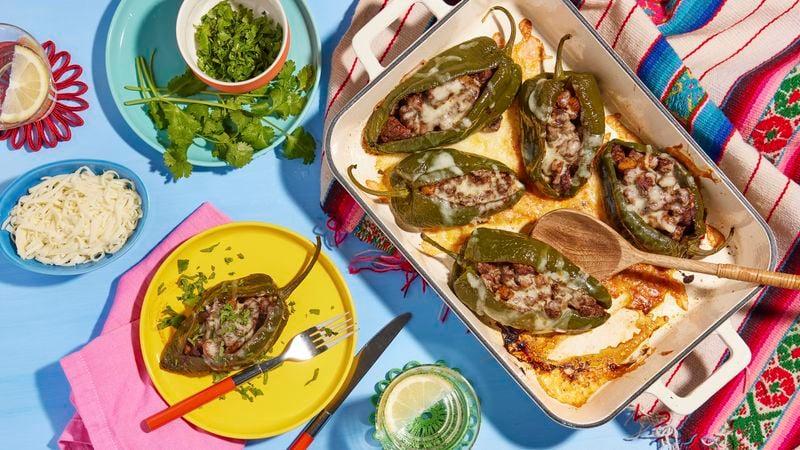 Mexican Style Picadillo Ground Beef Stuffed Peppers