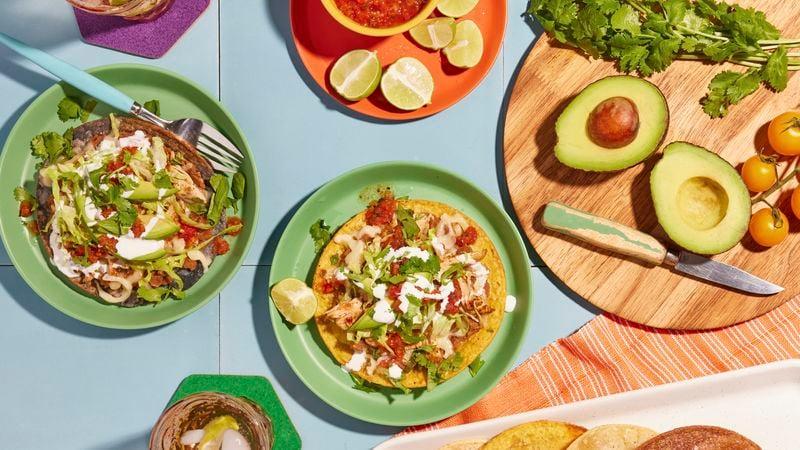 Easy Sweet & Smoky Mexican Shredded Chicken Tostadas